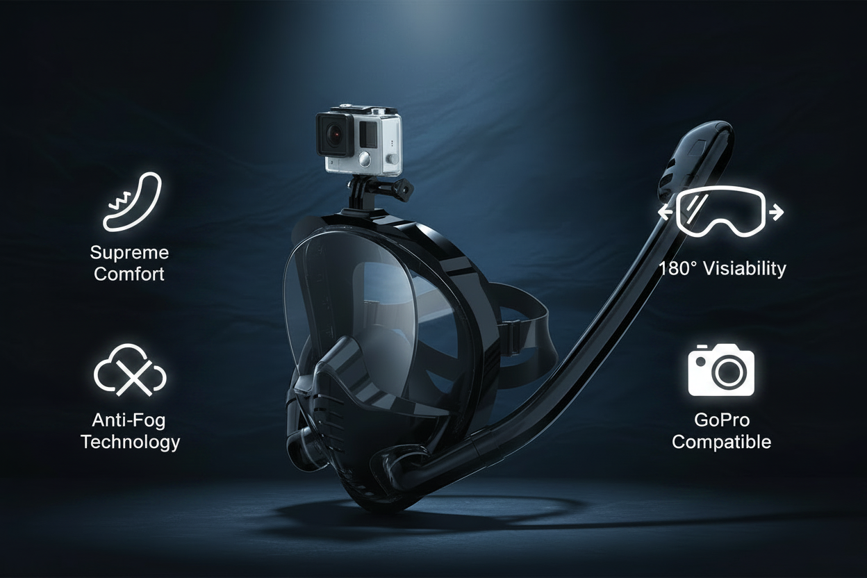 Snorkel Mask Hero with Trust Badges